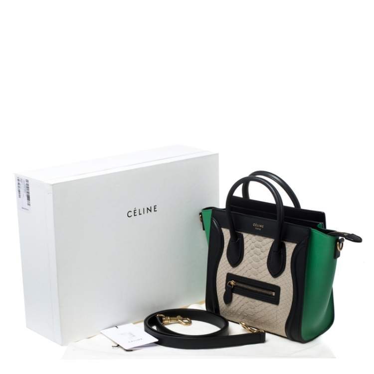Pre Owned Celine Multicolor Python and Leather Nano Luggage Tote