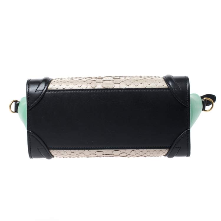 Pre Owned Celine Multicolor Python and Leather Nano Luggage Tote
