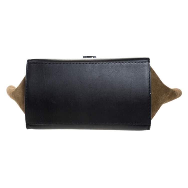 Pre Owned Celine Multicolor Python/Suede and Leather Medium Trapeze Top Handle Bag