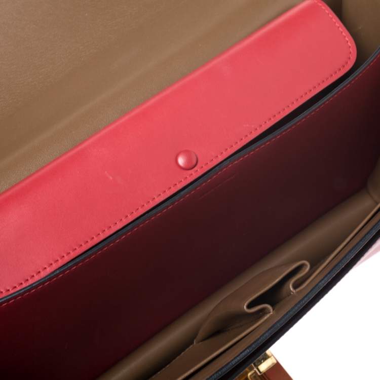 Pre Owned Celine Brown/Red Leather Large Classic Box Bag