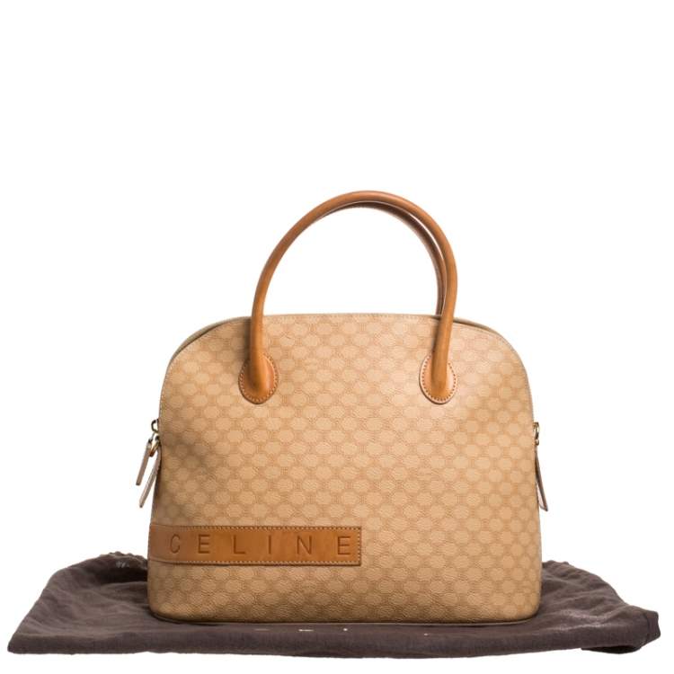 Pre Owned Celine Beige Coated Canvas Vintage Macadam Satchel