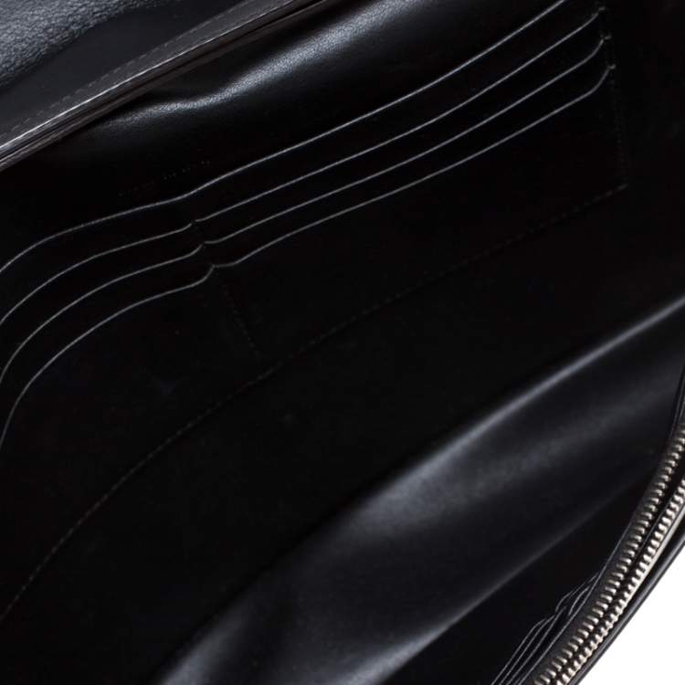 Pre Owned Celine Tri Color Leather and Patent Leather Pocket Clutch on Chain