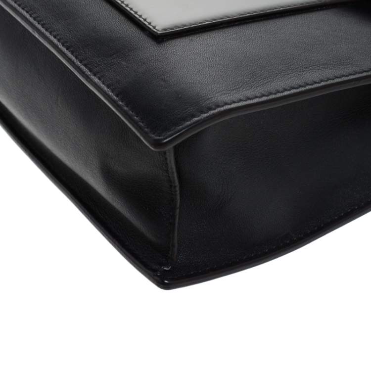 Pre Owned Celine Tri Color Leather and Patent Leather Pocket Clutch on Chain