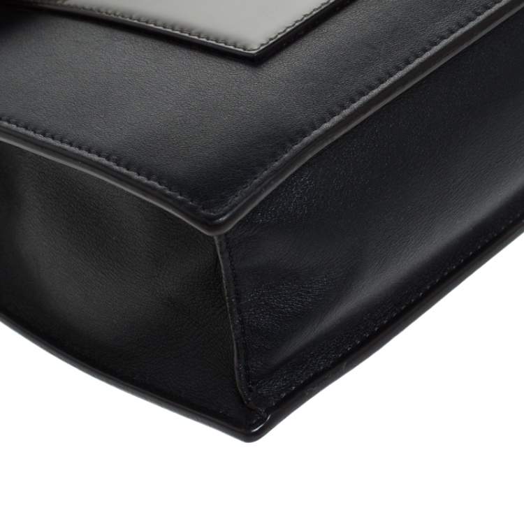 Pre Owned Celine Tri Color Leather and Patent Leather Pocket Clutch on Chain