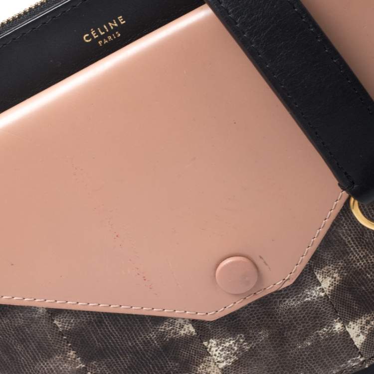 Pre Owned Celine Multicolor Leather and Lizard Pocket Envelope Shoulder Bag