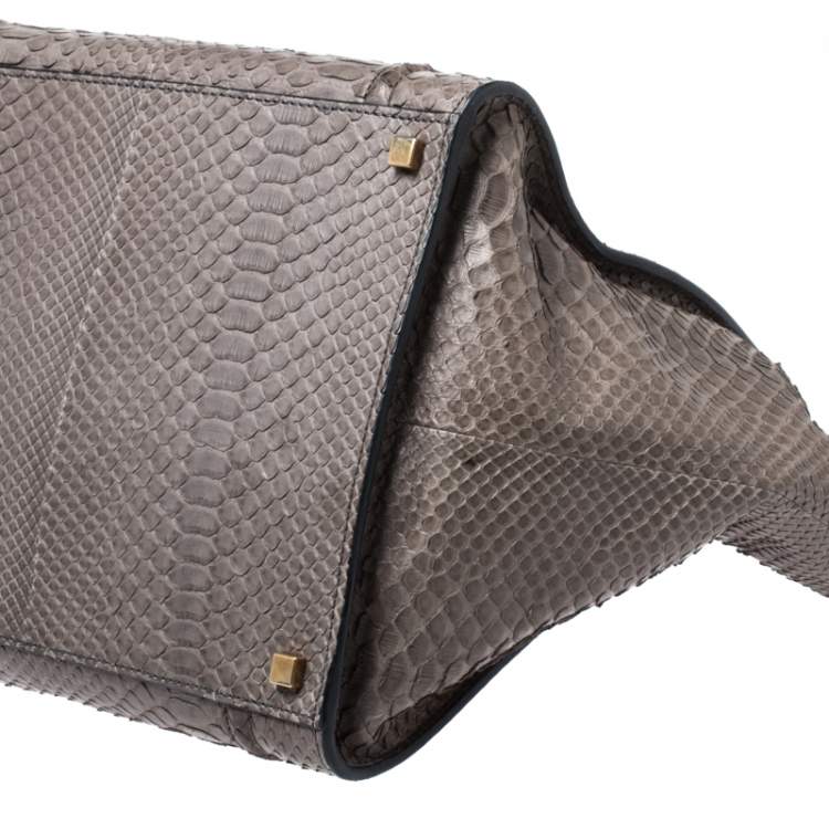 Pre Owned Celine Grey Python Medium Phantom Luggage Tote 