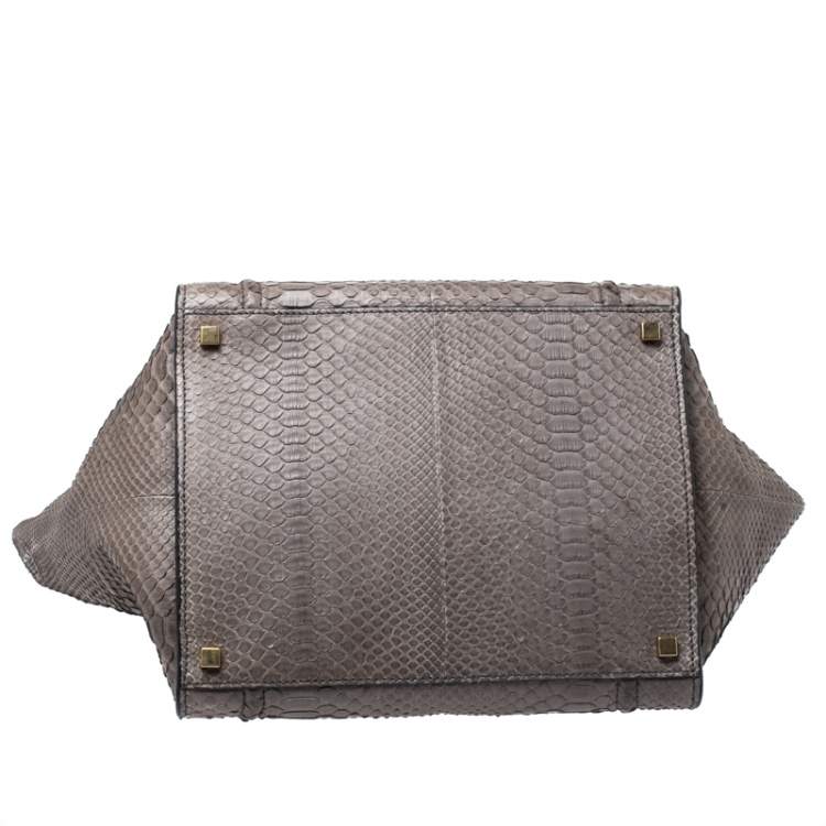 Pre Owned Celine Grey Python Medium Phantom Luggage Tote 