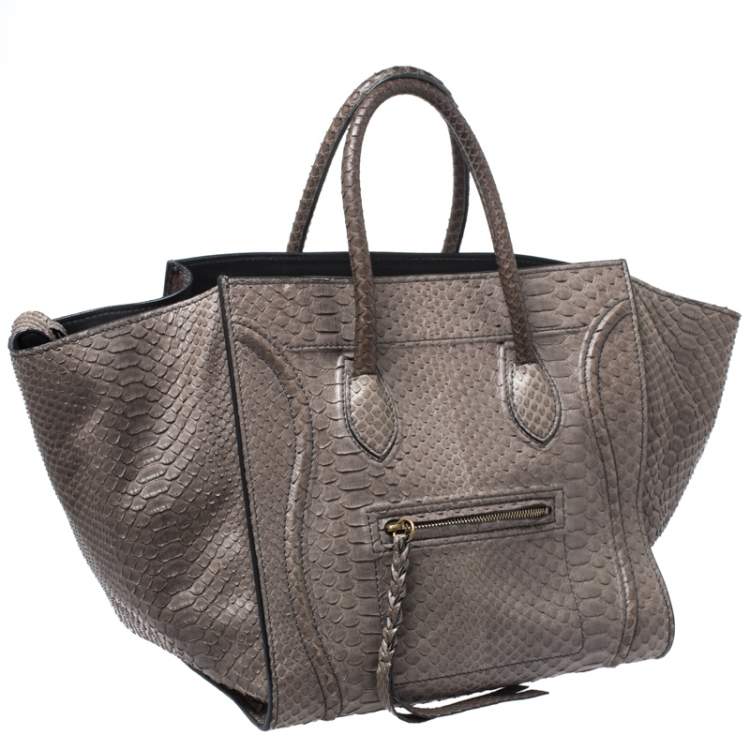 Pre Owned Celine Grey Python Medium Phantom Luggage Tote 