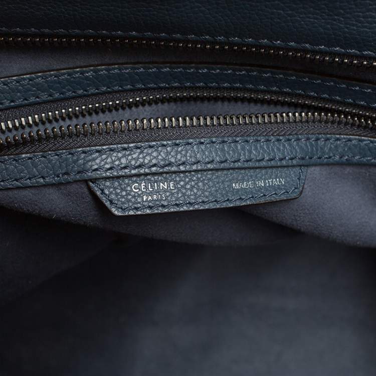 Pre Owned Celine Dark Blue Leather Mini Luggage Tote