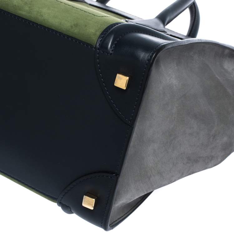Pre Owned Celine Tri Color Nubuck and Leather Mini Luggage Tote