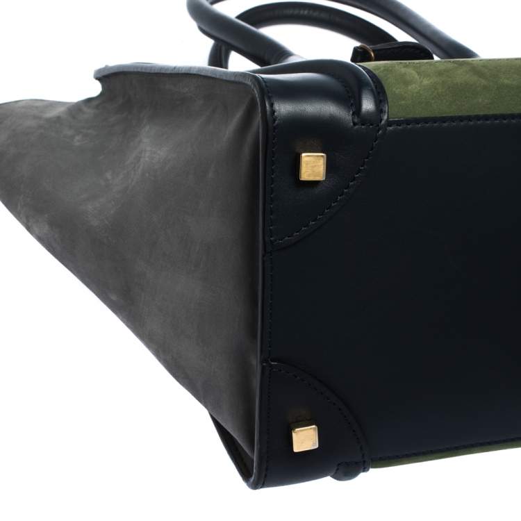 Pre Owned Celine Tri Color Nubuck and Leather Mini Luggage Tote