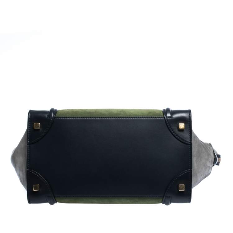 Pre Owned Celine Tri Color Nubuck and Leather Mini Luggage Tote