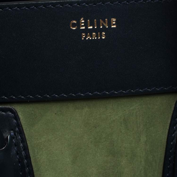 Pre Owned Celine Tri Color Nubuck and Leather Mini Luggage Tote