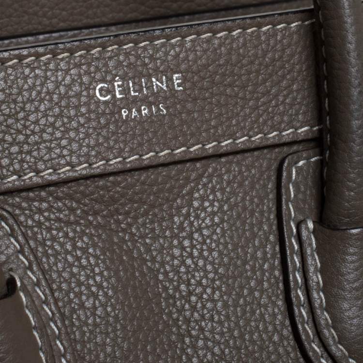 Pre Owned Celine Dark Beige Leather Nano Luggage Tote