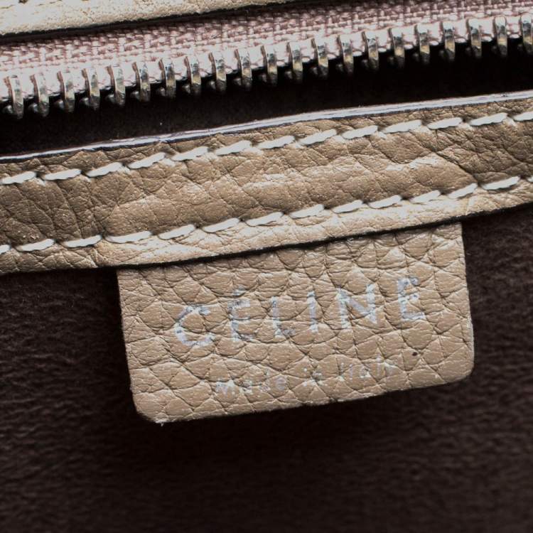 Pre Owned Celine Dark Beige Leather Nano Luggage Tote