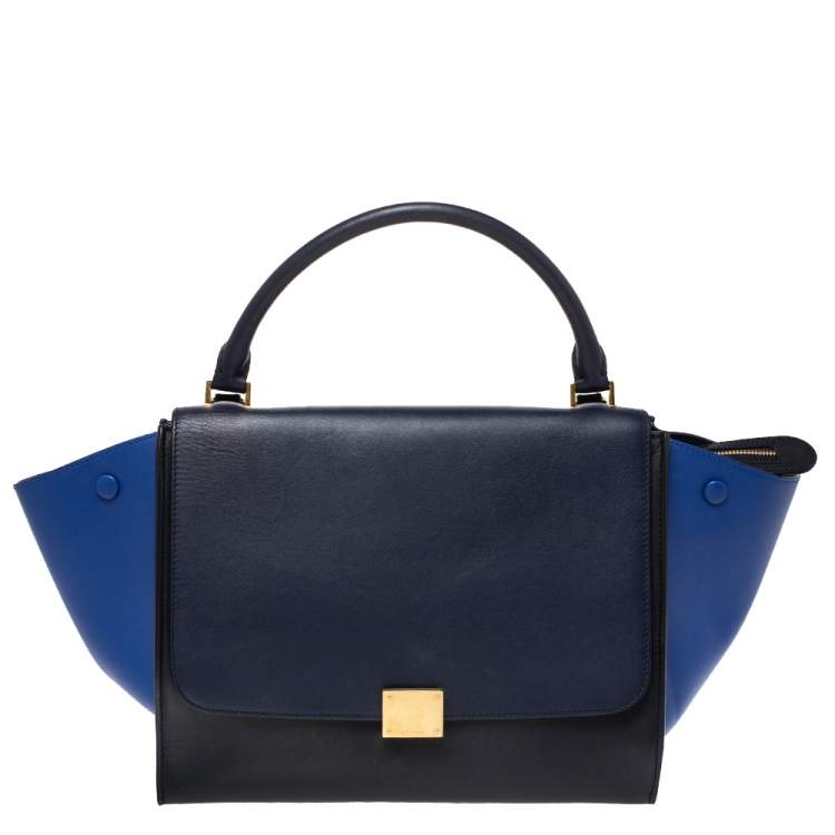 Pre Owned Celine Tri Color Leather Medium Trapeze Bag