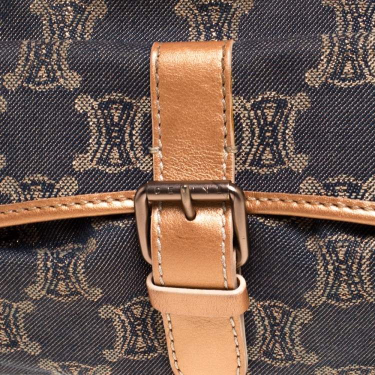 Pre Owned Celine Grey/Metallic Macadam Fabric and Leather Shoulder Bag