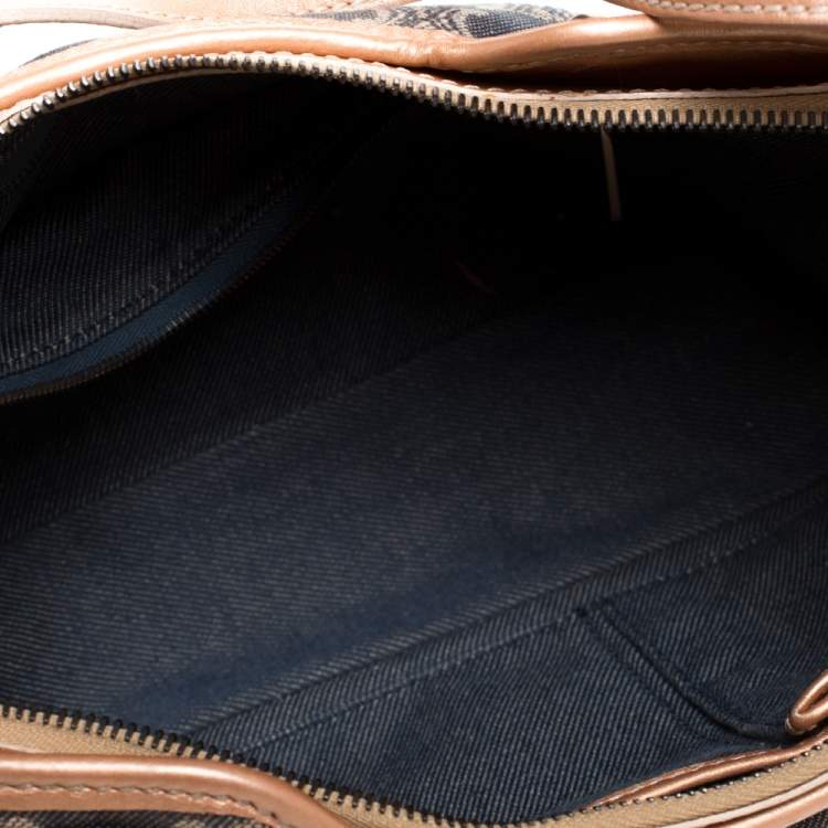 Pre Owned Celine Grey/Metallic Macadam Fabric and Leather Shoulder Bag