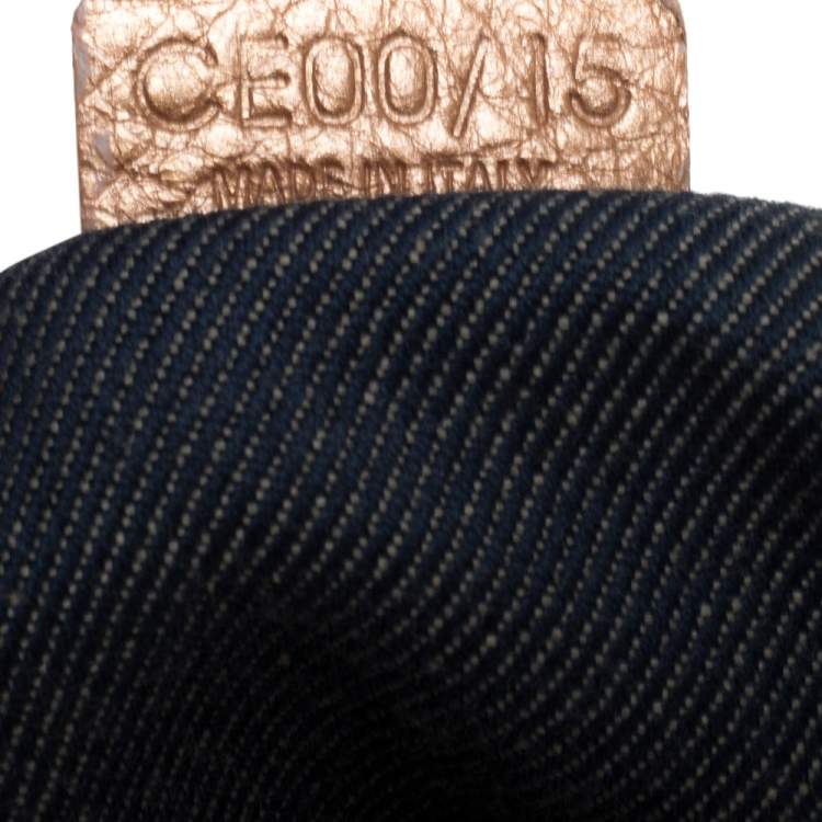 Pre Owned Celine Grey/Metallic Macadam Fabric and Leather Shoulder Bag