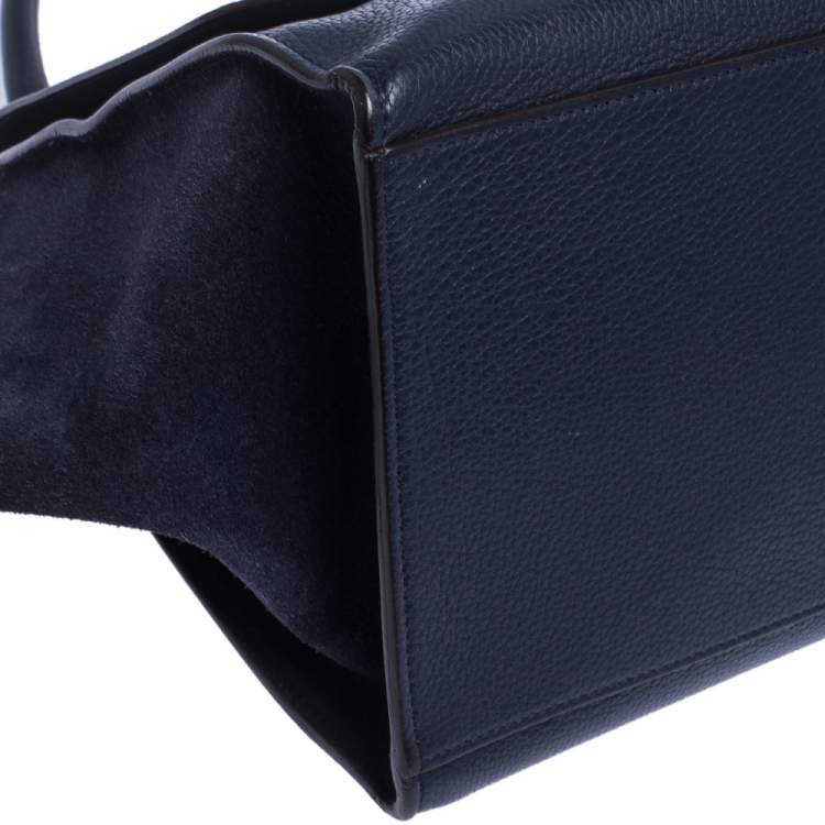 Pre Owned Celine Navy Blue Leather Medium Trapeze Top Handle Bag