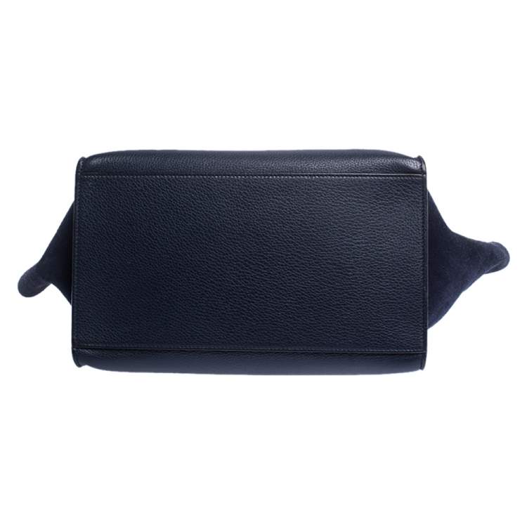 Pre Owned Celine Navy Blue Leather Medium Trapeze Top Handle Bag