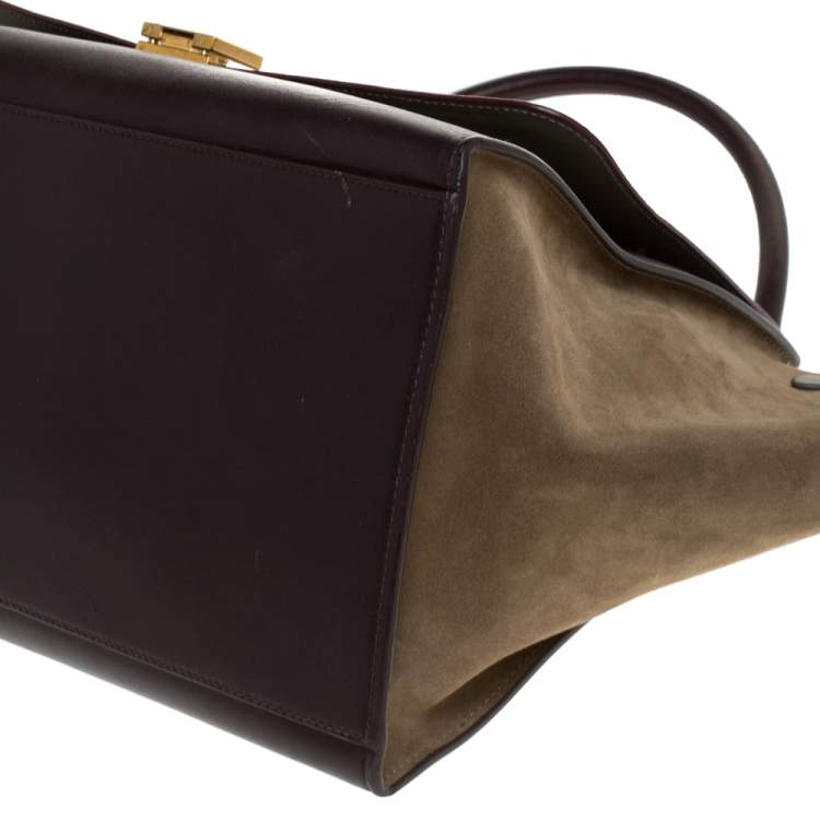 Pre Owned Celine Tricolor Leather and Suede Large Trapeze Bag