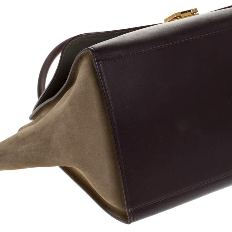 Pre Owned Celine Tricolor Leather and Suede Large Trapeze Bag
