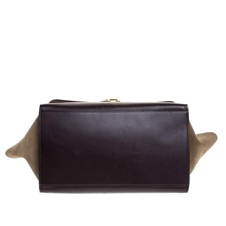 Pre Owned Celine Tricolor Leather and Suede Large Trapeze Bag