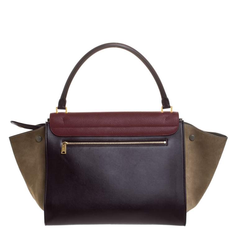 Pre Owned Celine Tricolor Leather and Suede Large Trapeze Bag
