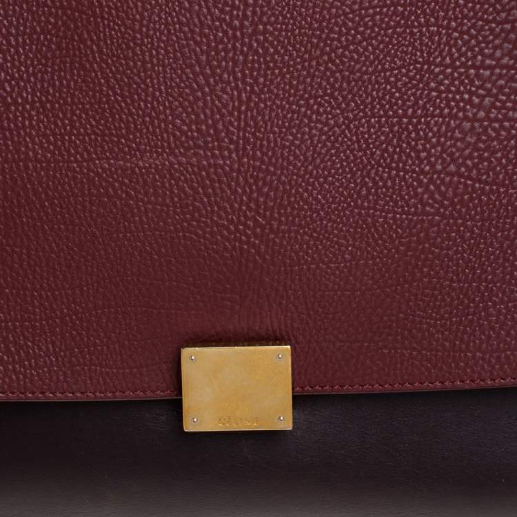 Pre Owned Celine Tricolor Leather and Suede Large Trapeze Bag