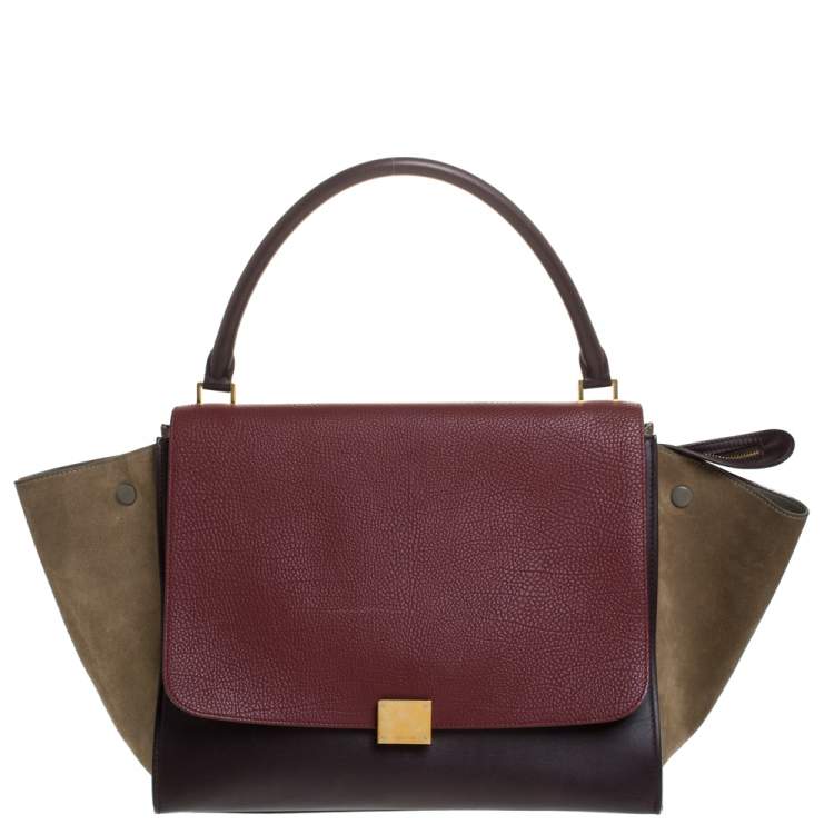 Pre Owned Celine Tricolor Leather and Suede Large Trapeze Bag