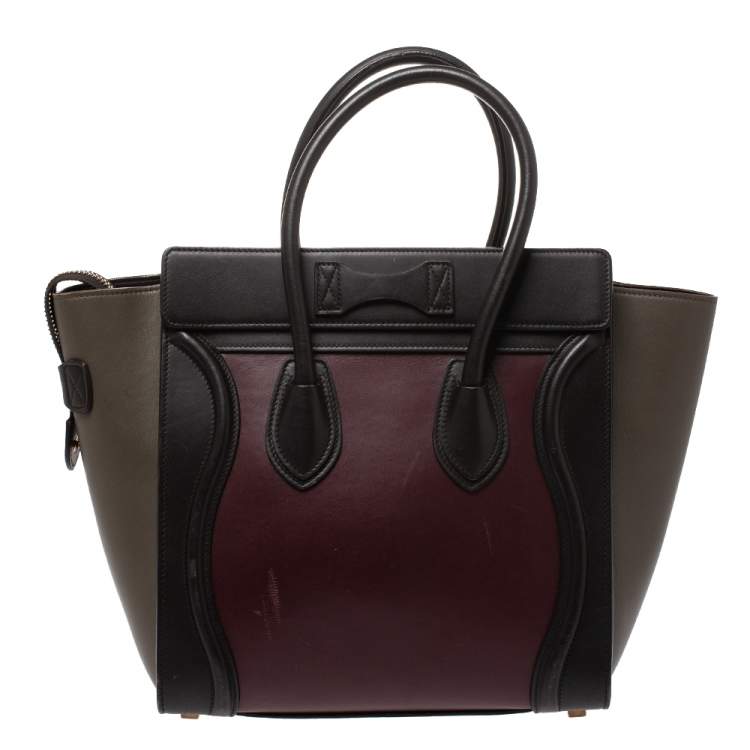 Pre Owned Celine Tri Color Leather Micro Luggage Tote