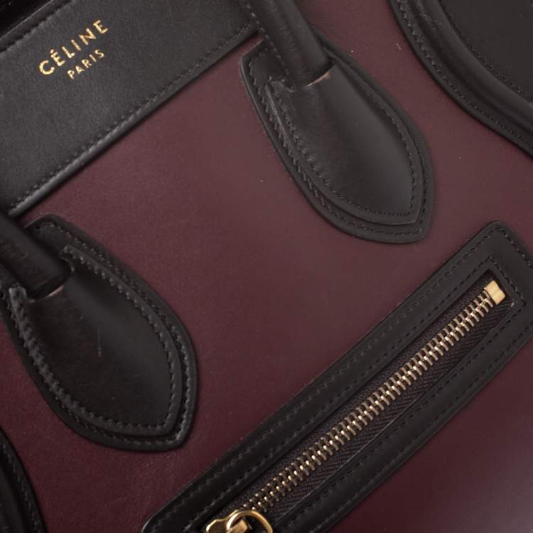 Pre Owned Celine Tri Color Leather Micro Luggage Tote