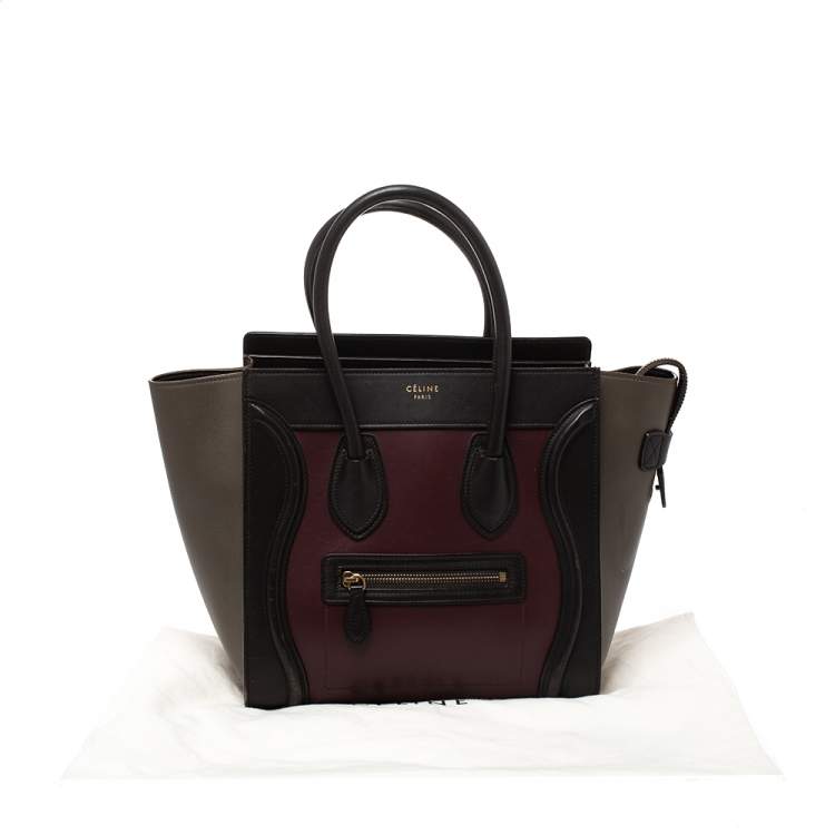 Pre Owned Celine Tri Color Leather Micro Luggage Tote