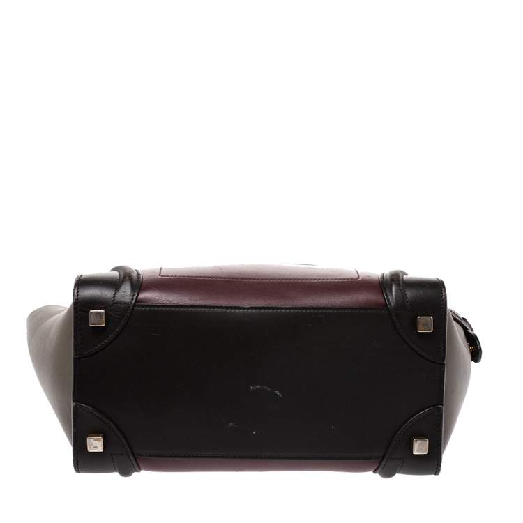 Pre Owned Celine Tri Color Leather Micro Luggage Tote