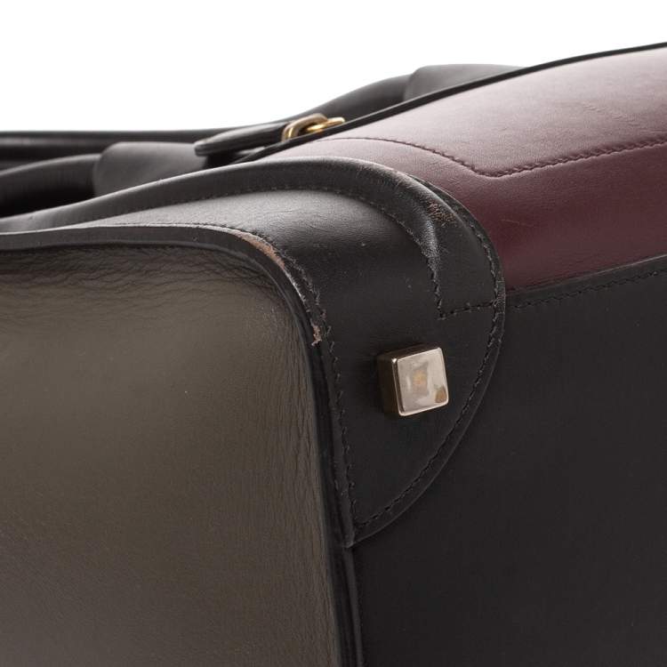 Pre Owned Celine Tri Color Leather Micro Luggage Tote