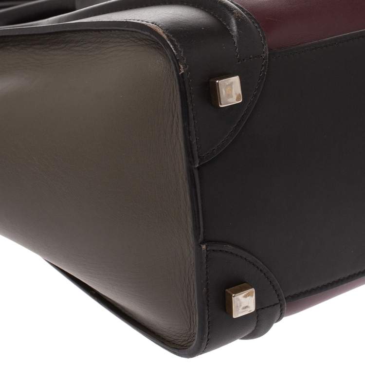 Pre Owned Celine Tri Color Leather Micro Luggage Tote