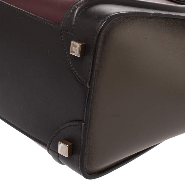 Pre Owned Celine Tri Color Leather Micro Luggage Tote