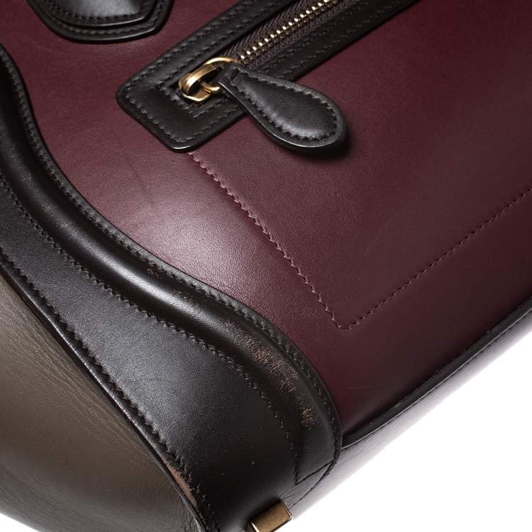 Pre Owned Celine Tri Color Leather Micro Luggage Tote