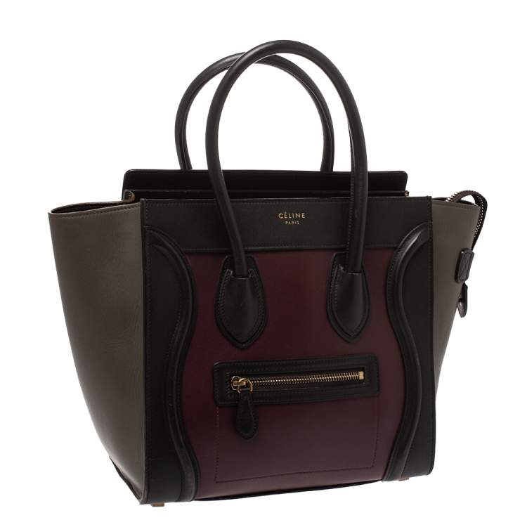 Pre Owned Celine Tri Color Leather Micro Luggage Tote