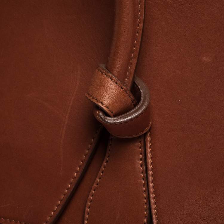 Pre Owned Celine Copper Leather Small Tie Tote