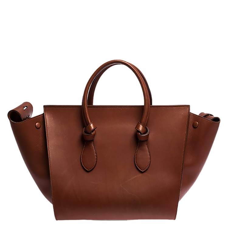 Pre Owned Celine Copper Leather Small Tie Tote