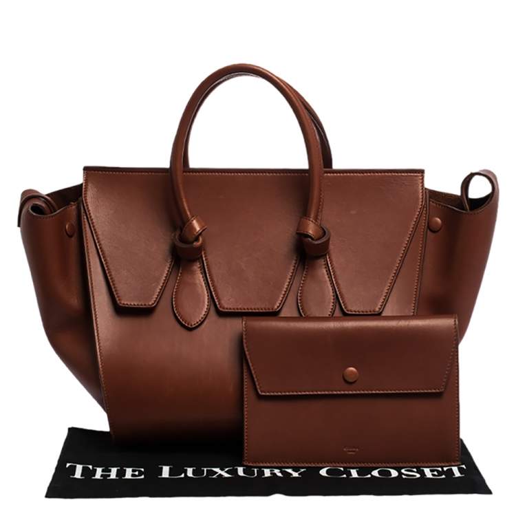 Pre Owned Celine Copper Leather Small Tie Tote