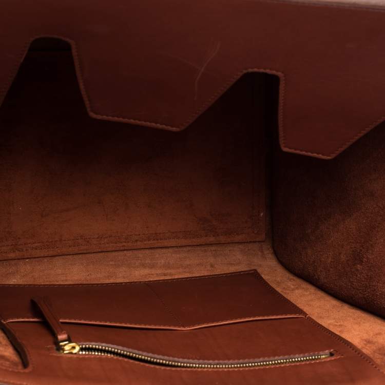 Pre Owned Celine Copper Leather Small Tie Tote