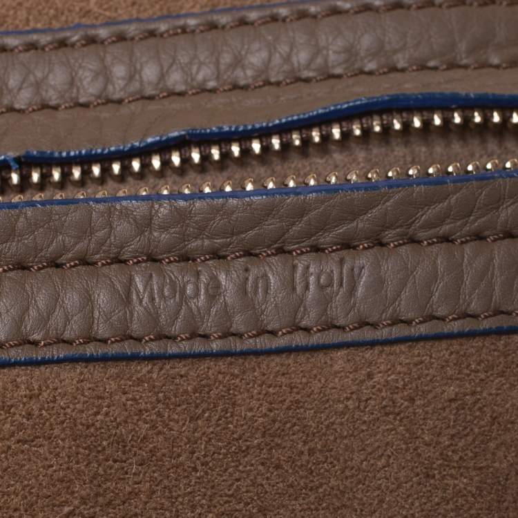 Pre Owned Celine Khaki Leather Medium Phantom Luggage Tote 