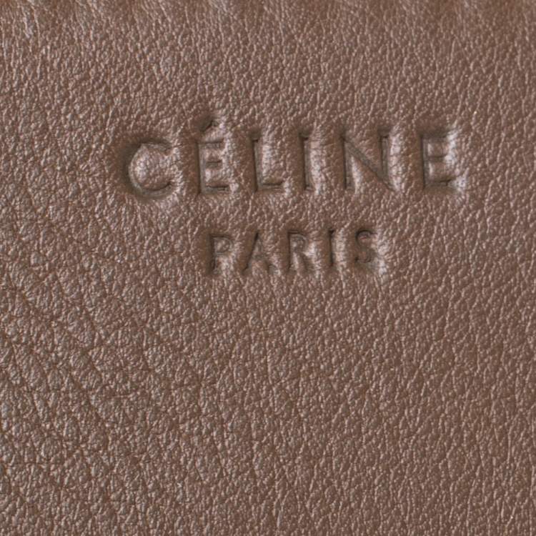 Pre Owned Celine Khaki Leather Medium Phantom Luggage Tote 