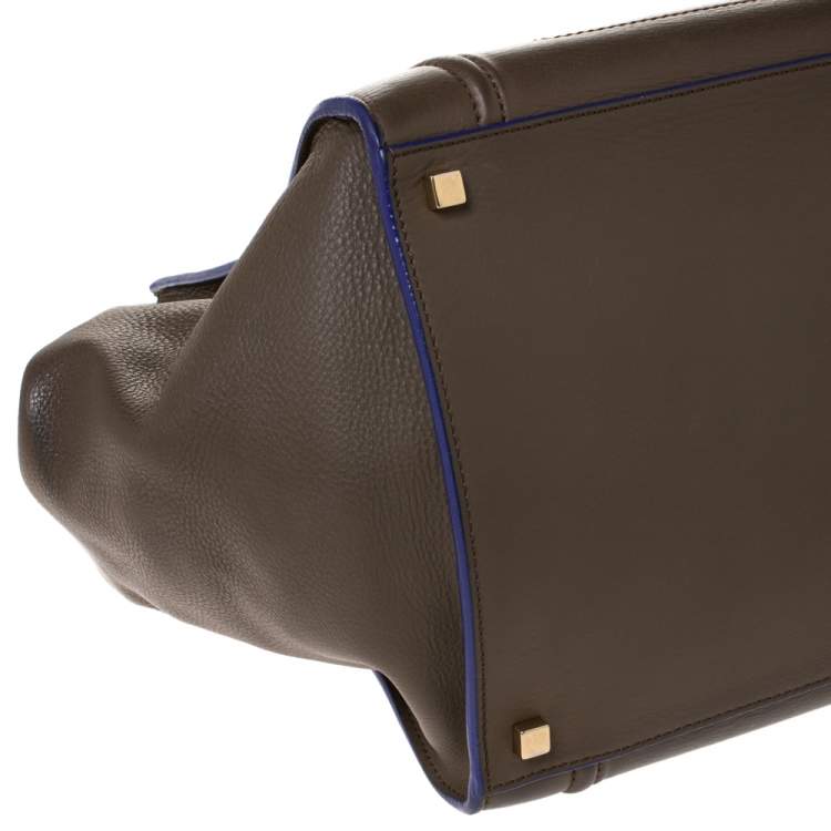 Pre Owned Celine Khaki Leather Medium Phantom Luggage Tote 