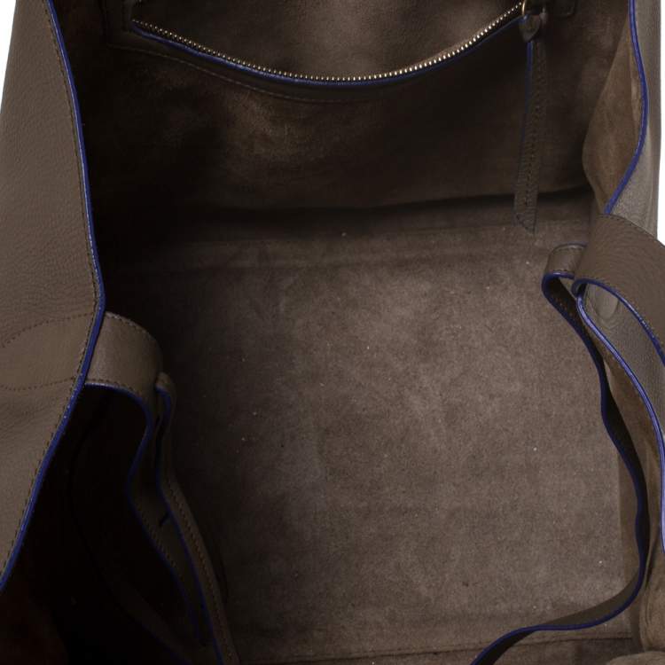 Pre Owned Celine Khaki Leather Medium Phantom Luggage Tote 