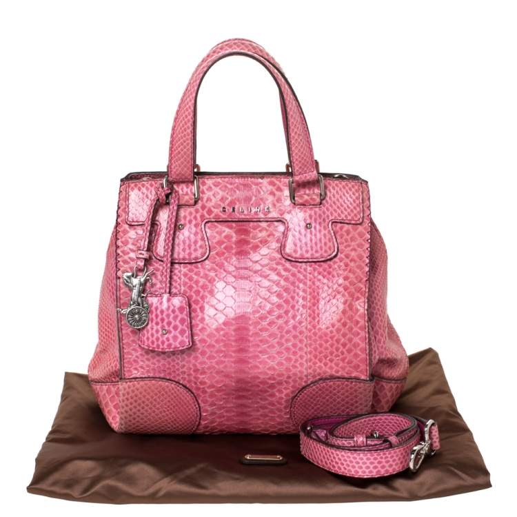 Pre Owned Celine Pink Python Convertible Satchel
