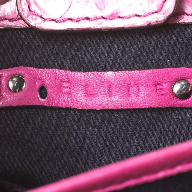 Pre Owned Celine Pink Python Convertible Satchel